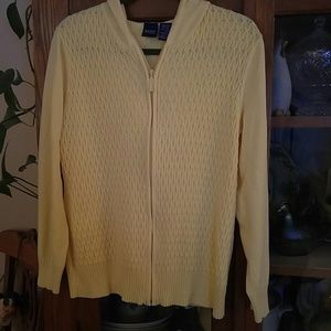 Yellow zip up sweater hoodie.